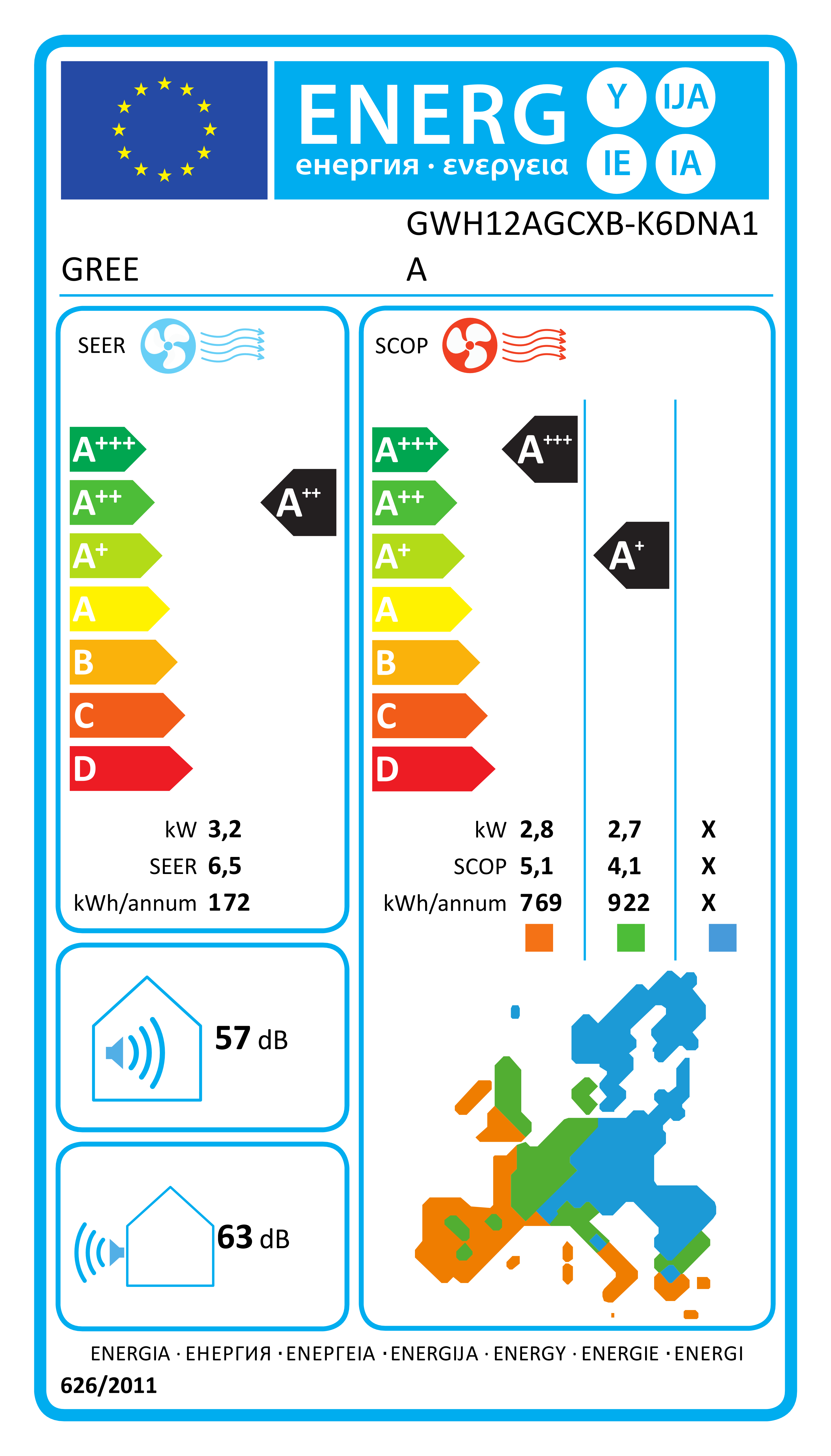 GREE Pular II 12000 BTU Split Klimaanlage R32 Inverter – A++ WiFi Wandgerät für 20–25 m² [GWH12AGCXB + K6DNA1A]