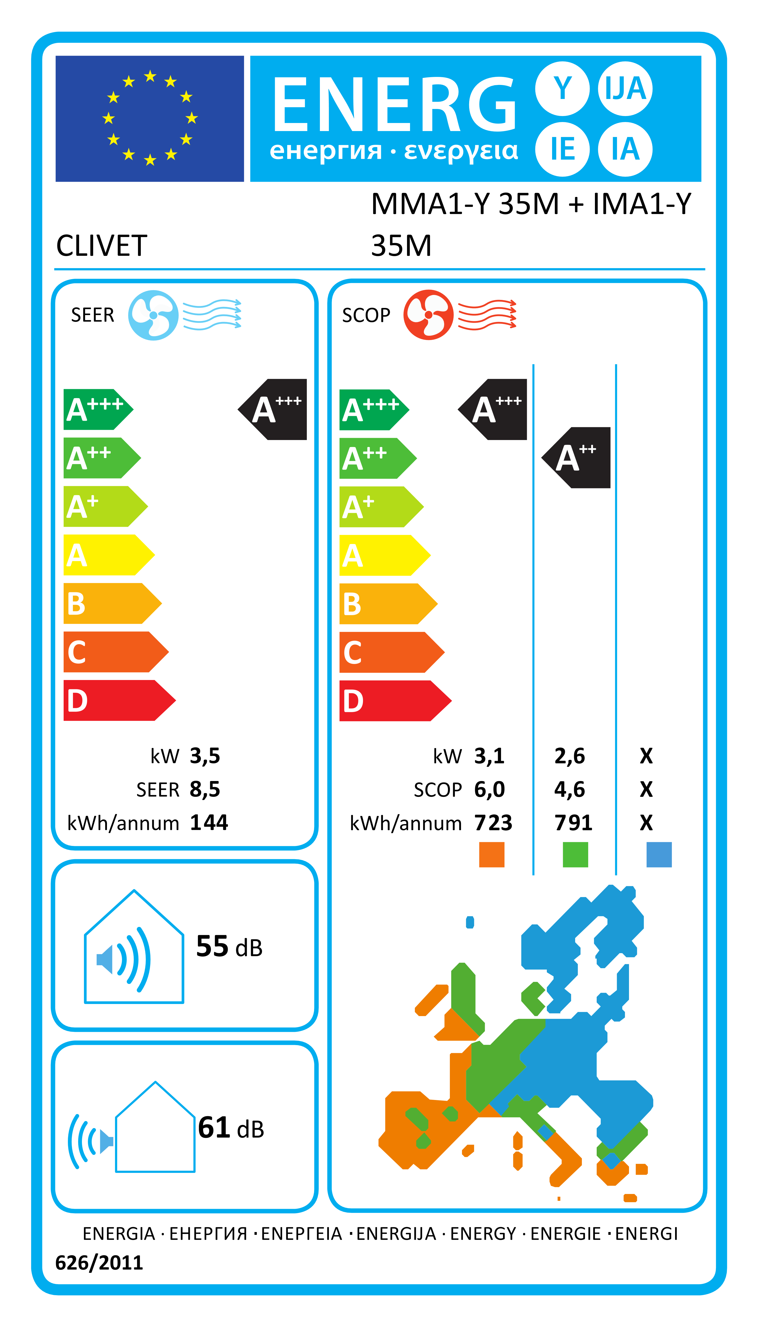 Clivet Cristallo 2 9000 BTU Split Klimaanlage R32 Inverter – A+++ WiFi mit Alexa & Google für 15–25 m² [IMA1-Y 27M + MMA1-Y 27M]