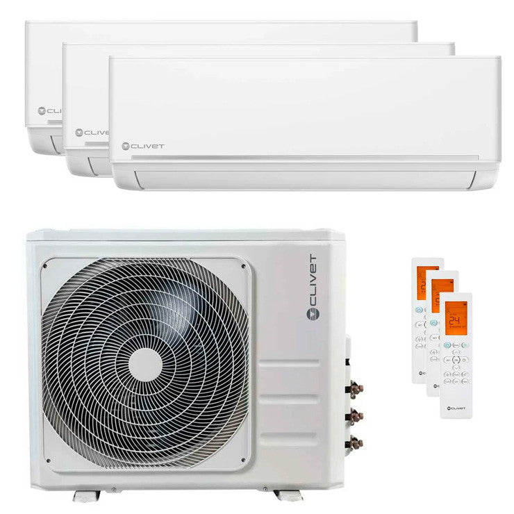 Clivet EZCool Multi Split Klimaanlage 9000+12000+24000 BTU R32 Inverter – A++ für 3 Räume (110 m²) MAX POWER [MU2-Y 105M + ILA1-Y 27M + ILA1-Y 35M + ILA1-Y 70M]