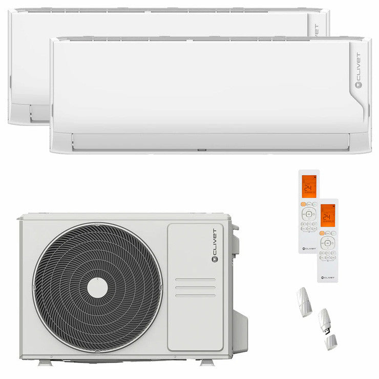Clivet Cristallo 2 Multi Split Klimaanlage 9000+12000 BTU R32 Inverter – A++ WiFi für 2 Räume [MU2-Y 41M + IMA1-Y 27M + IMA1-Y 35M]