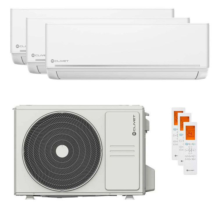 Clivet EZCool Multi Split Klimaanlage 9000+12000+12000 BTU R32 Inverter – A++ für 3 Räume (80 m²) [MU2-Y 79M + ILA1-Y 27M + 2x ILA1-Y 35M]