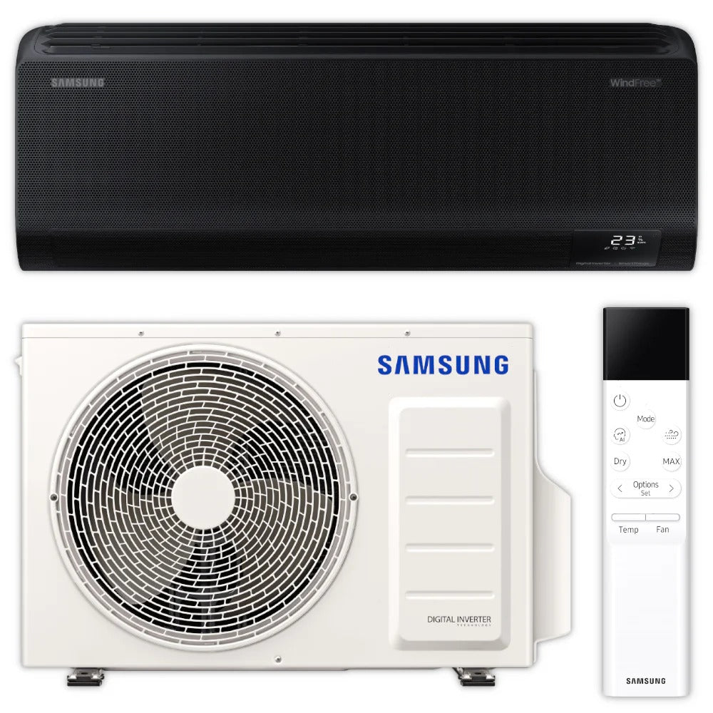 Samsung Split Klimaanlage Komplett-Set | WindFree Avant | 2,0 kW | Schwarz