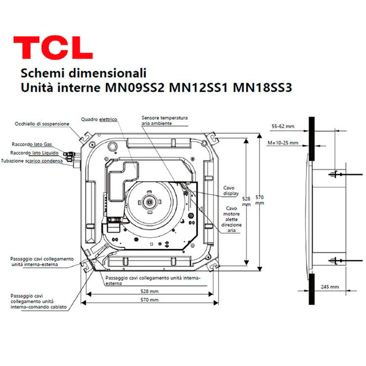 TCL 4 Ways Standard Deckencassette 36000 BTU R32 – 360° Airflow, A++ Inverter voor 90–100 m² STANDARD 360° SYSTEM [MT3611 + MN36SS1]